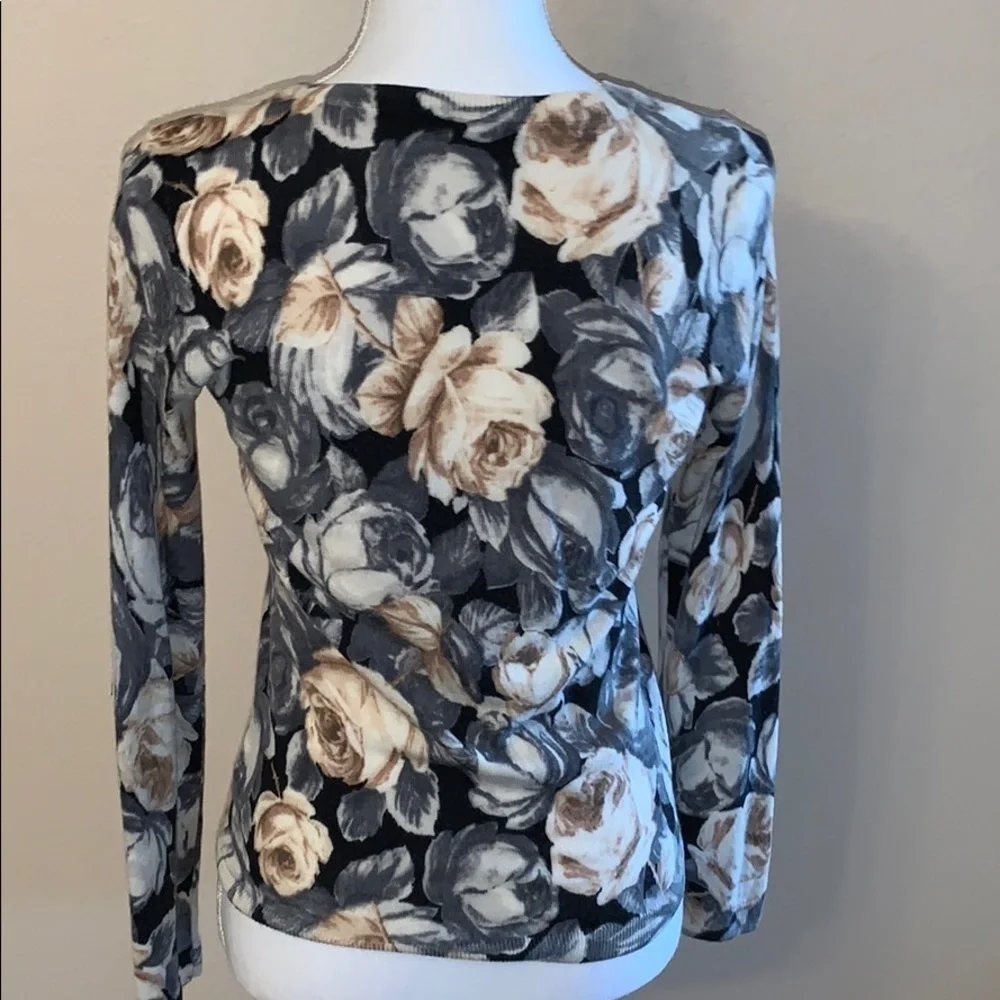 Talbots floral merino wool cardigan